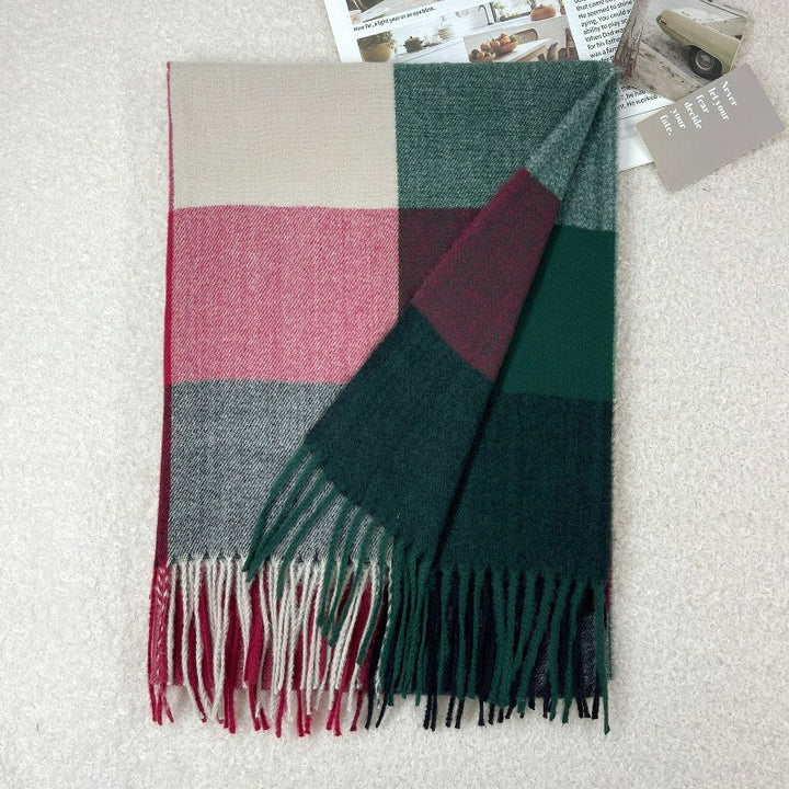 Checked scarf made of cashmere imitation, 65x180cm