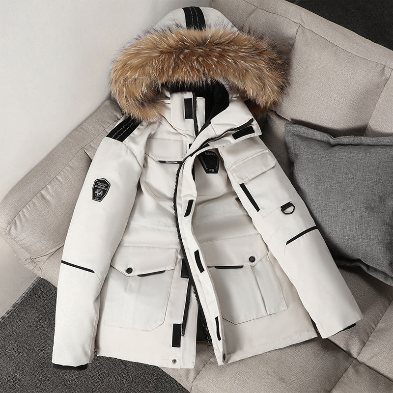 Padded men's down jacket with collar