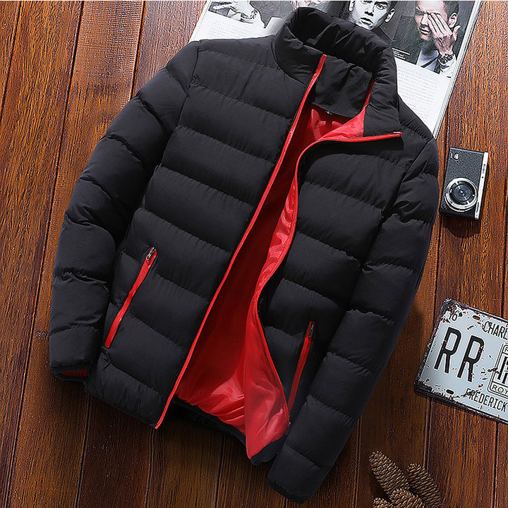 Men's padded jacket, stand-up collar, lined, for sports