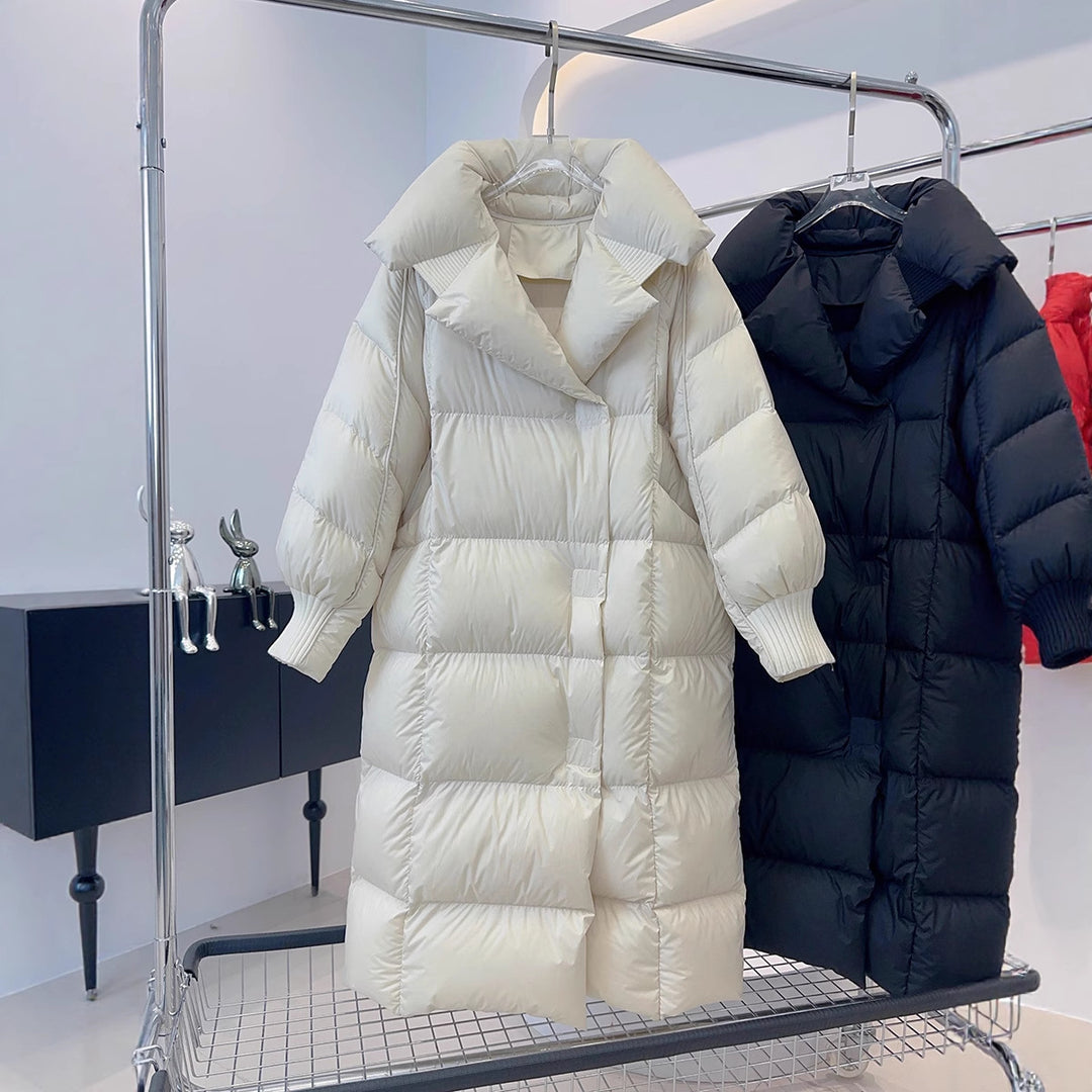 Longer, padded women's coat in plus size