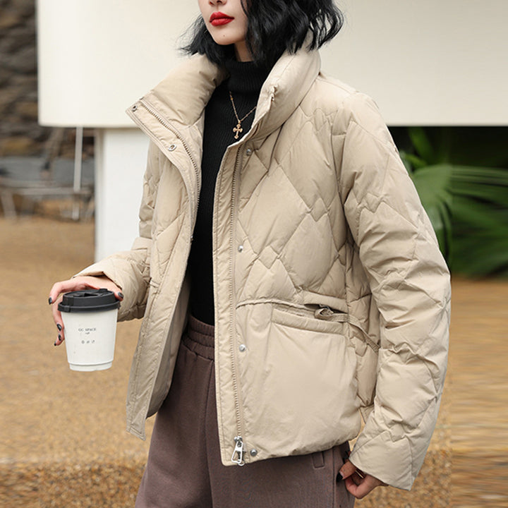 Short, padded women's down jacket