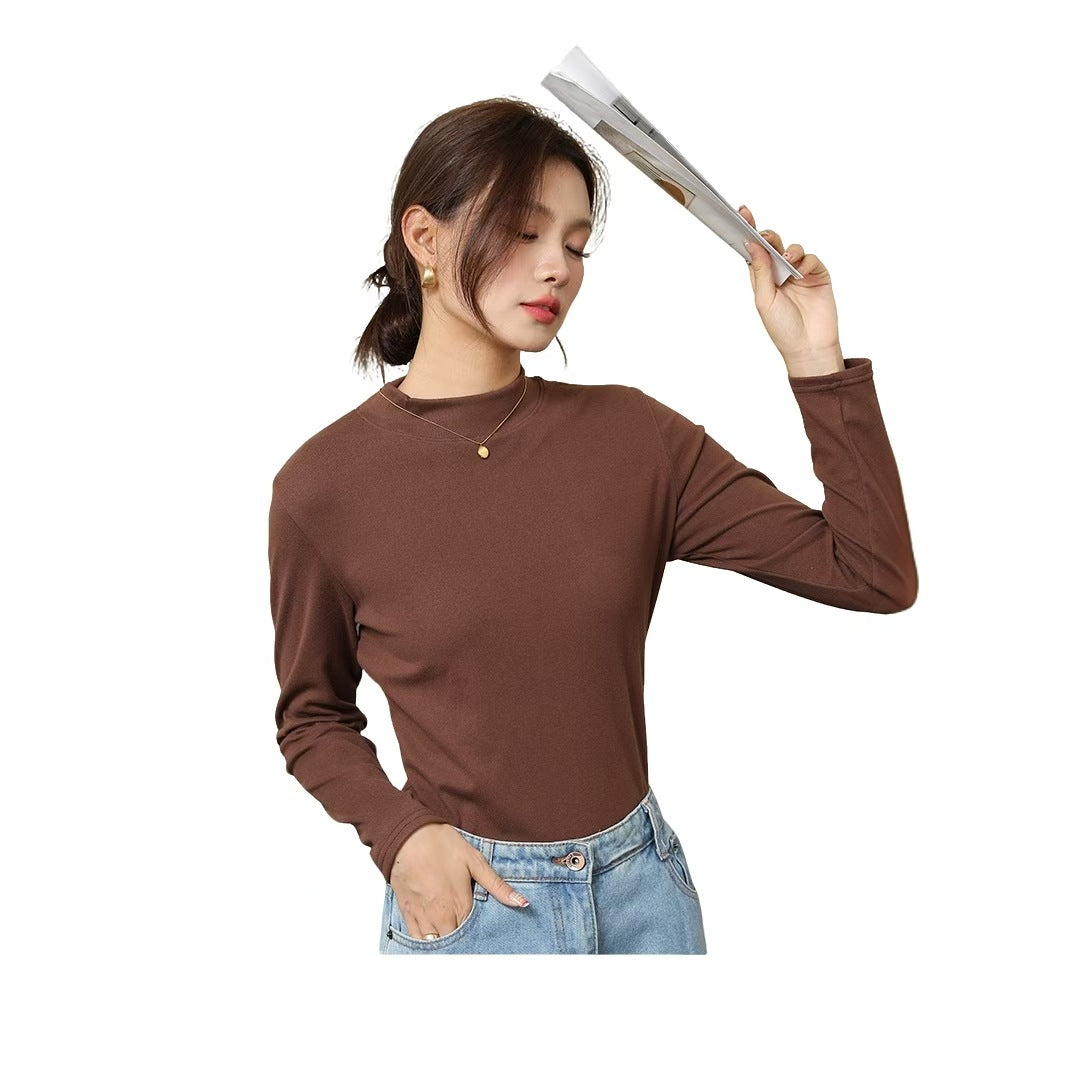 Thin long sleeve knit shirt with stand-up collar
