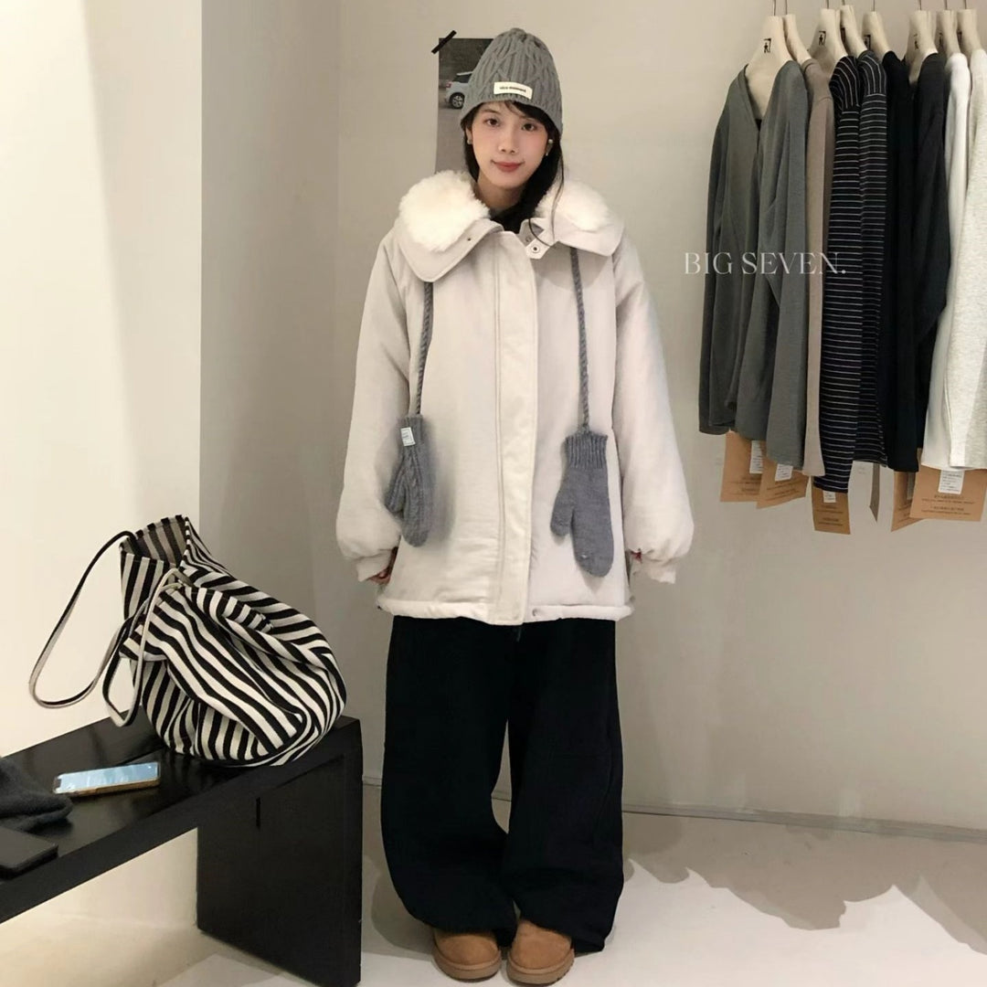 Lamb fleece parka, casual cut