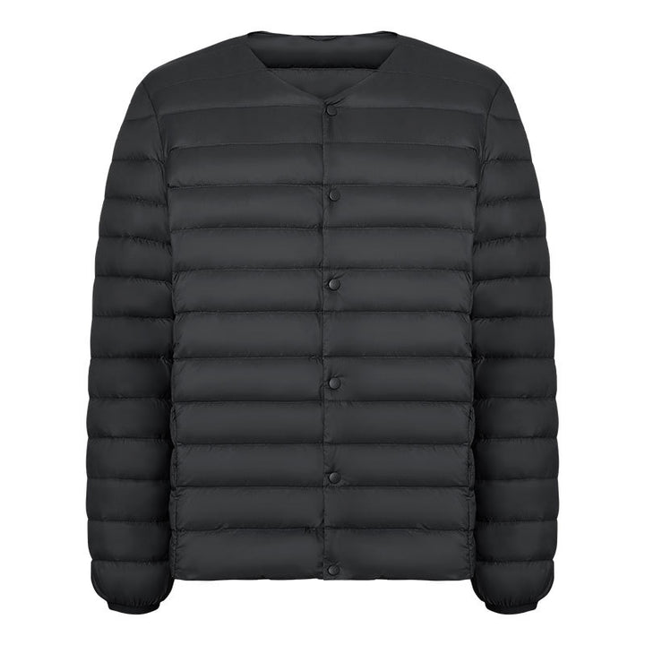 Light men's down jacket, V-neck or round neck