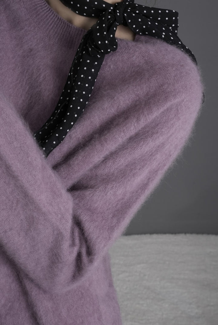 Women's wool sweater, cashmere blend, round neck