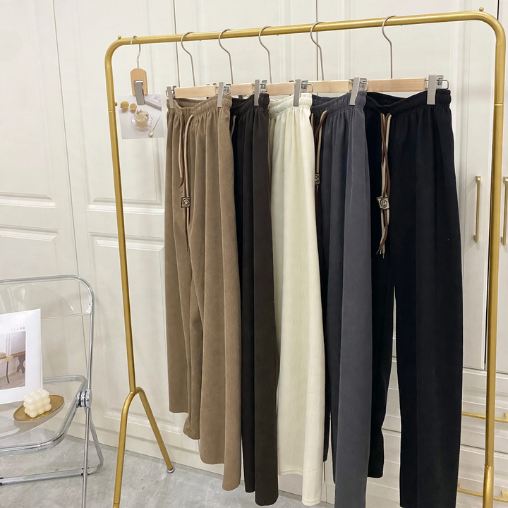 Cord wide trousers with drawstring