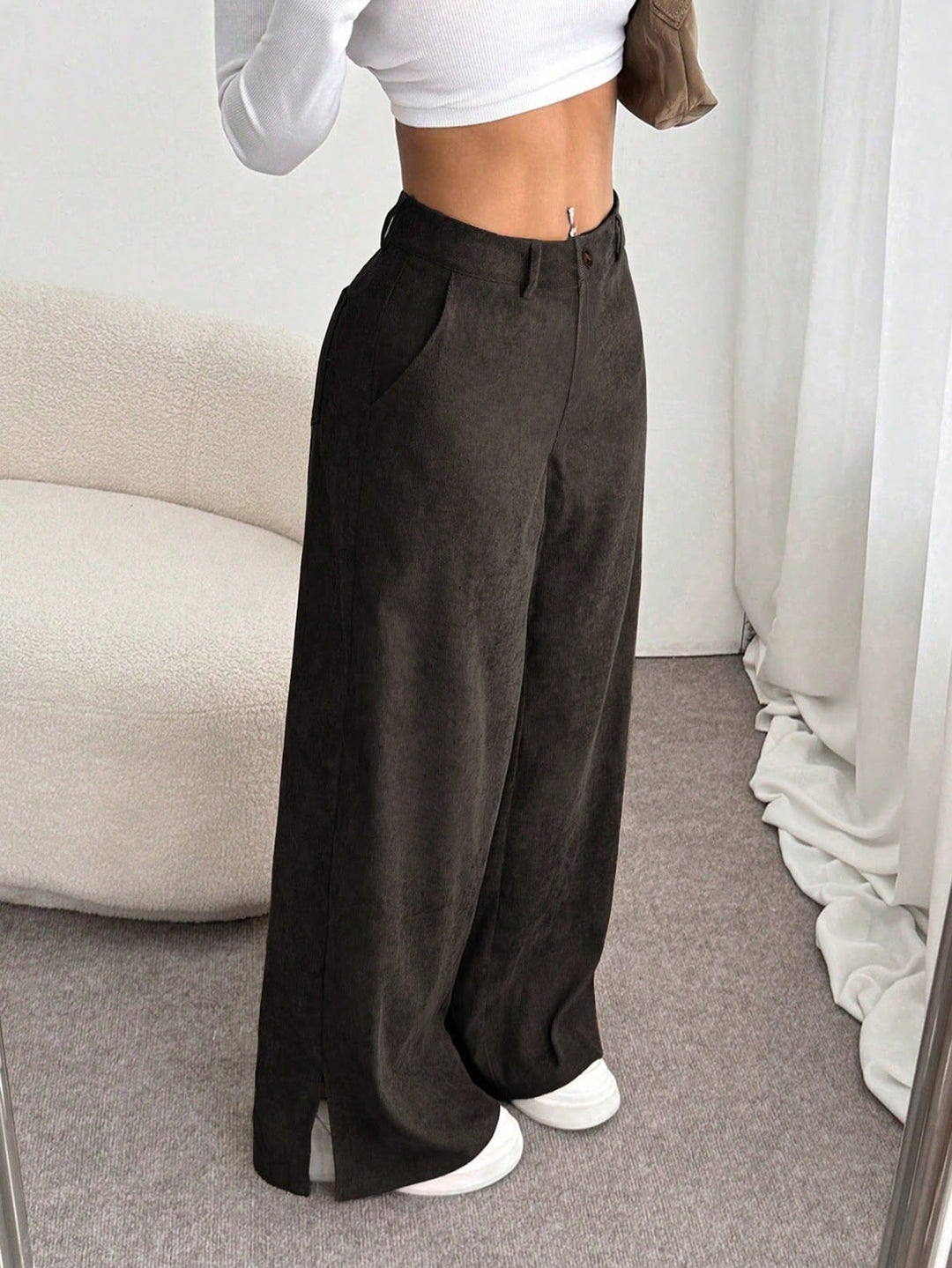 Retro corduroy trousers with straight leg