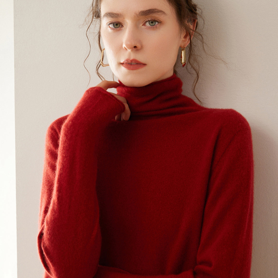 Soft cashmere sweater with stand-up collar
