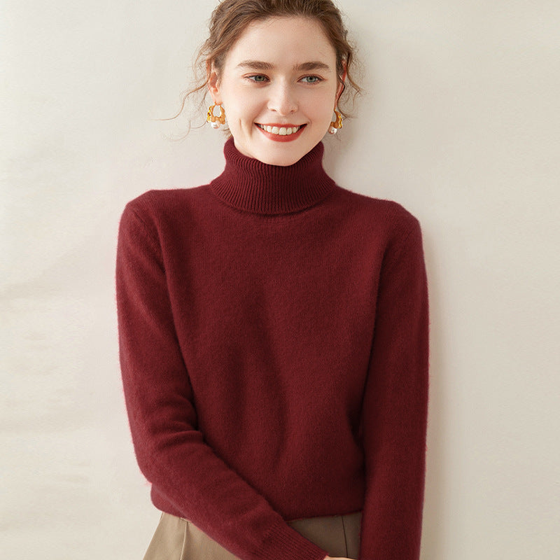 Women's turtleneck sweater made of 100% cashmere, warm