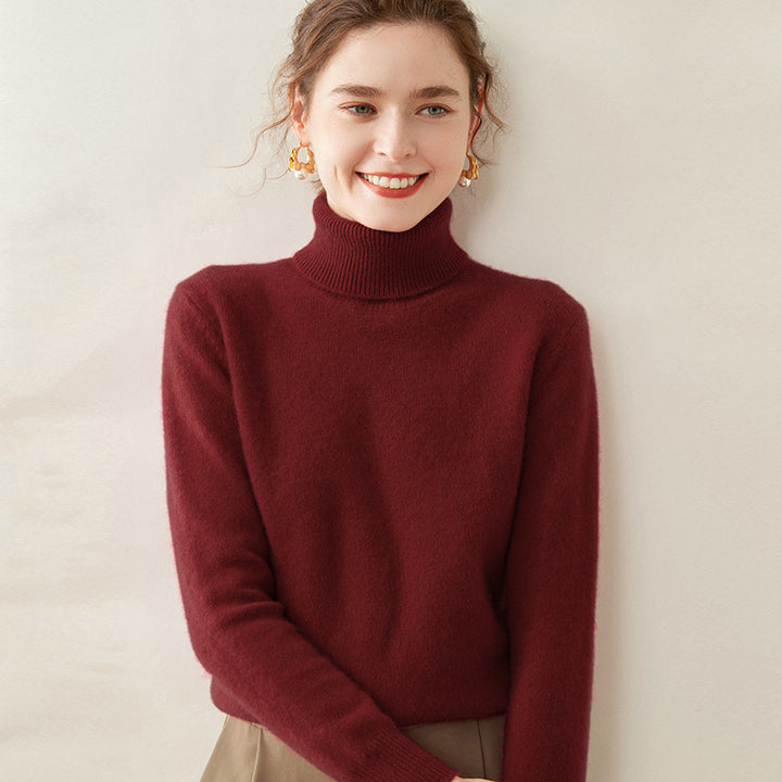 Women's turtleneck sweater made of 100% cashmere, warm