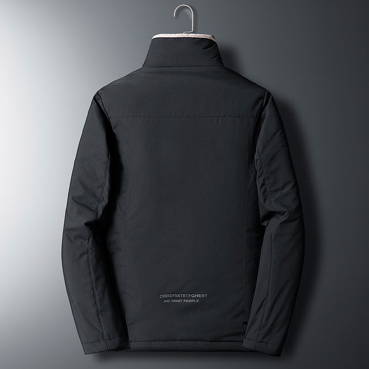 Padded men's winter jacket with stand-up collar
