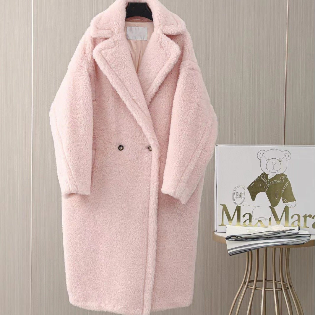Loose Teddy coat, long, Winter, women's