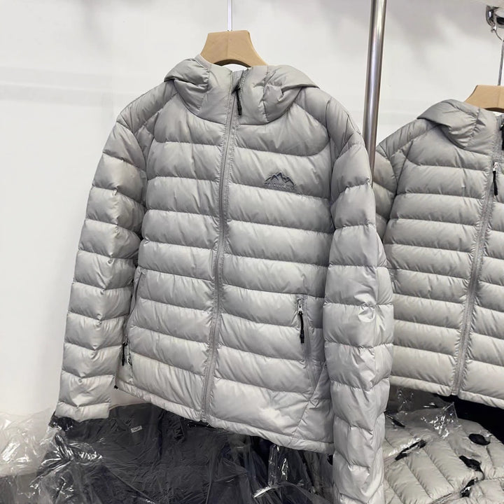 Short women's down jacket with hood