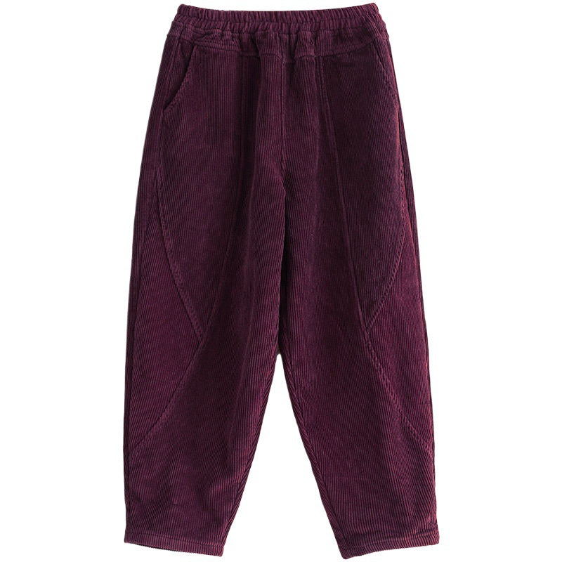 Elegant Cord Harem Pants in Plus Size
