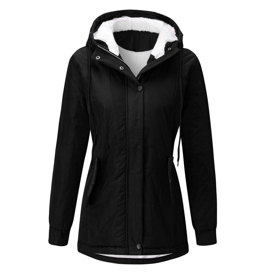 Women's parka with hood and lambskin lining
