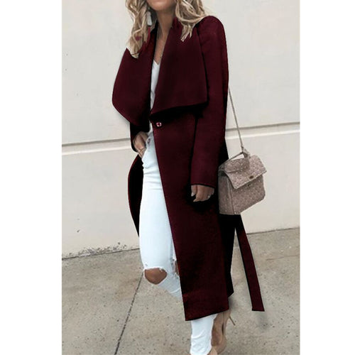 Ladies elegant trench coat with wide lapels and slim fit Amarae