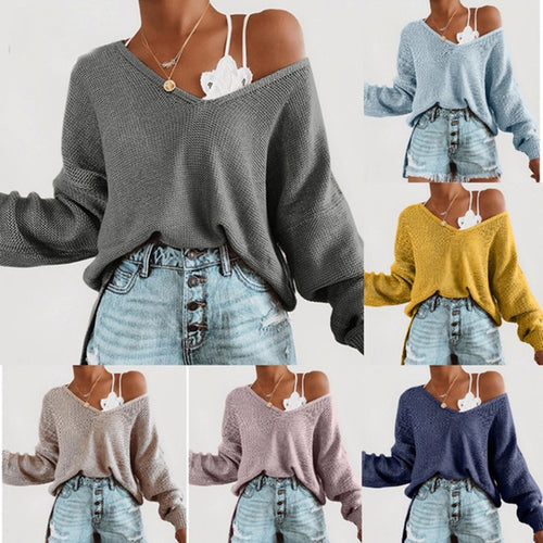 Casual pullover for women with deep V-neck and raglan sleeves Amarae