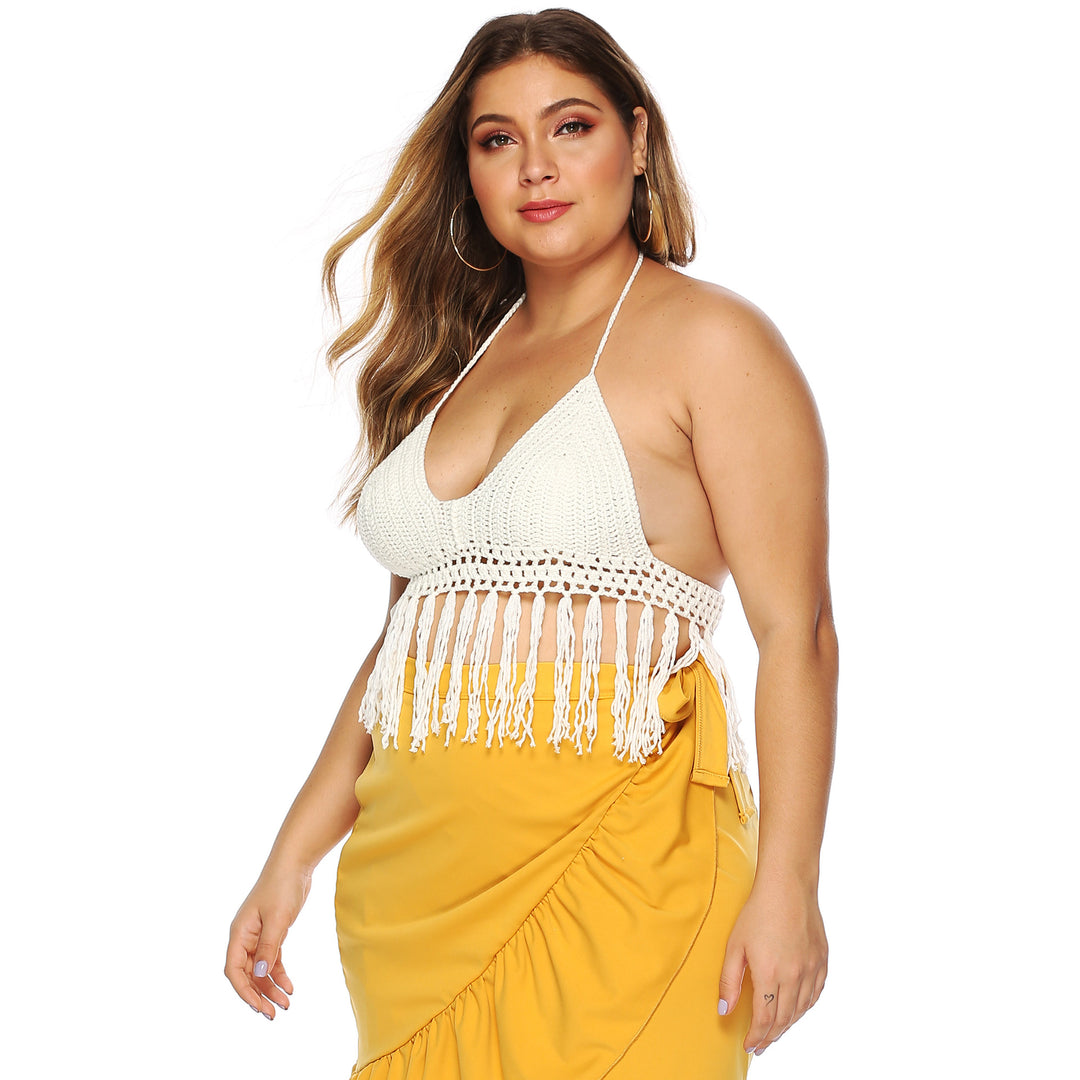 Women Bohemian Chic Fringe Crochet Top