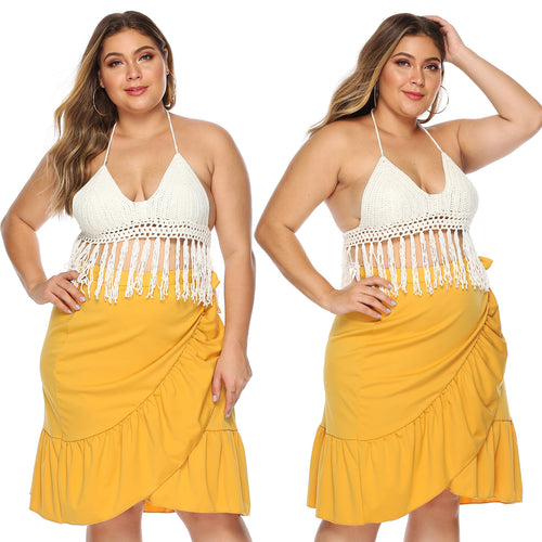 Women Bohemian Chic Fringe Crochet Top