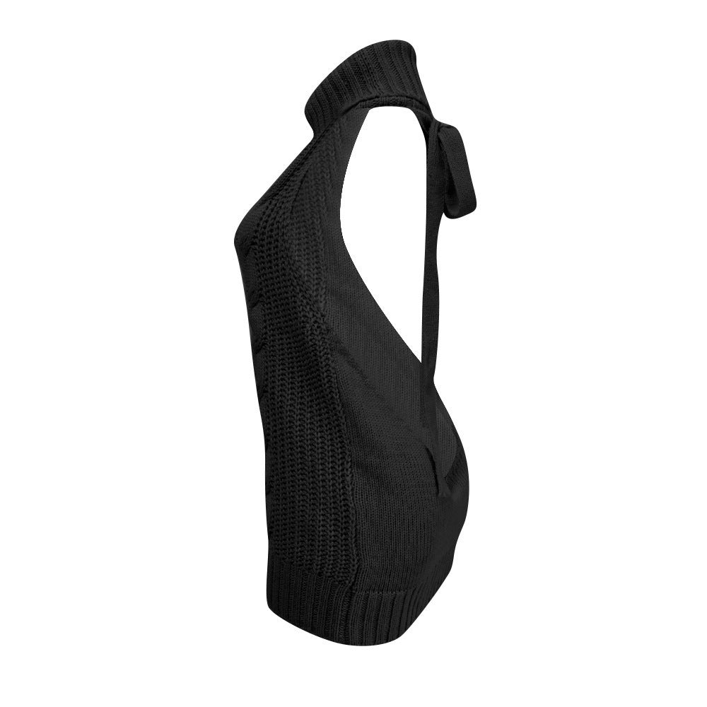 Knit dress for women with high collar and refined detail at the back Lune London