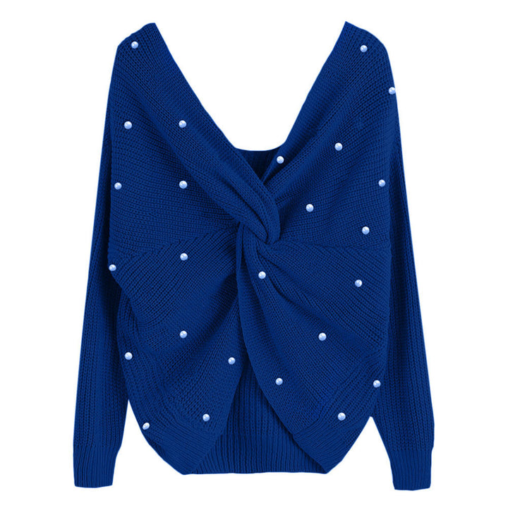 Draped design knitted sweater for women with beaded details Lune Londonl