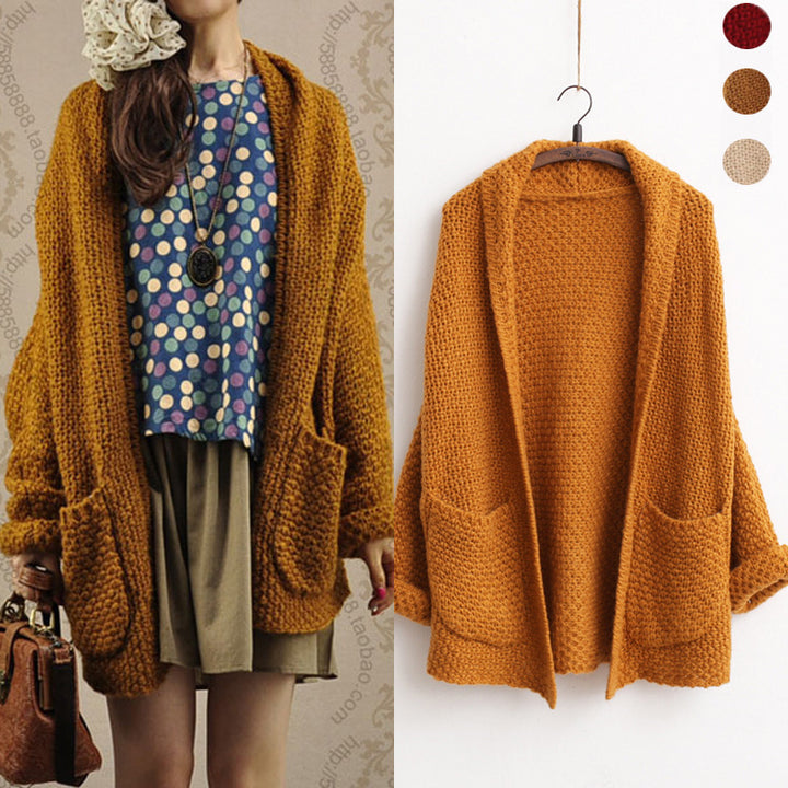 Chunky knit cardigan for women with raw edges and practical pockets Lune London