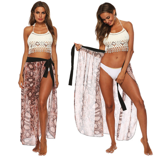 Amarae women's sheer fabric snake print beach skirt