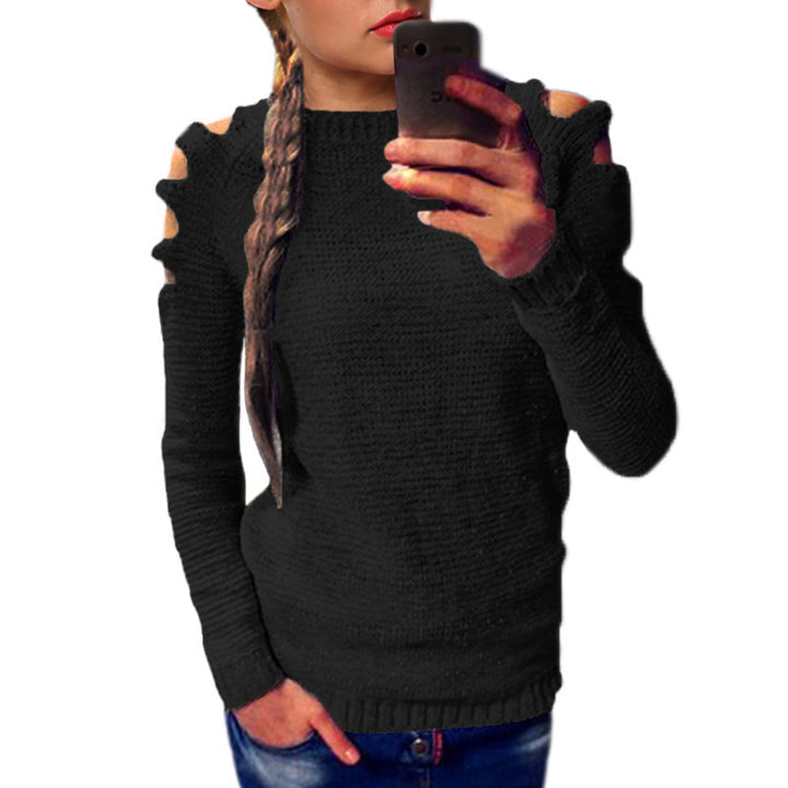 Fashionable knitted sweater for women with off-shoulder and refined details Lune London
