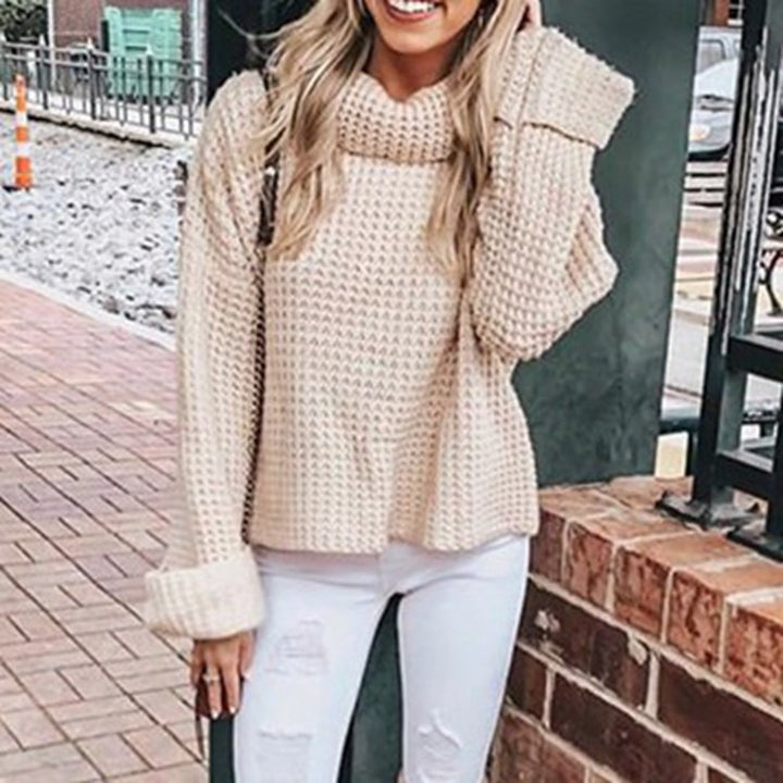 Thick knit sweater for women with high collar and loose fit Lune London