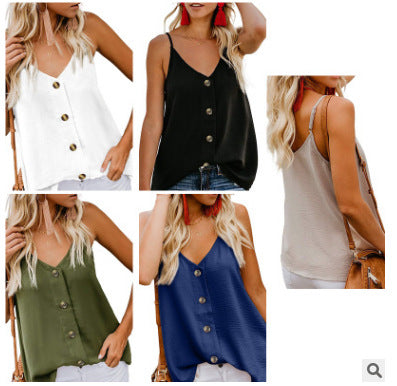 Haut pour femmes avec détail de bouton et bretelles spaghetti réglables Chic & Stil
