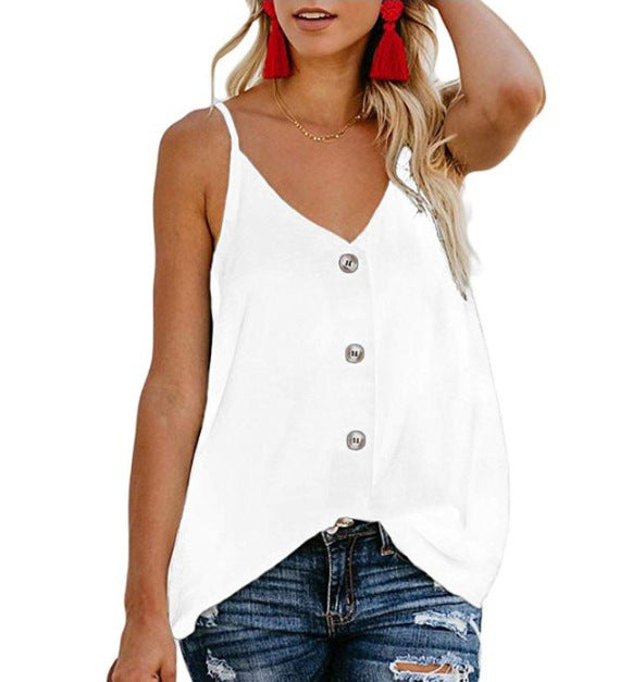 Haut pour femmes avec détail de bouton et bretelles spaghetti réglables Chic & Stil