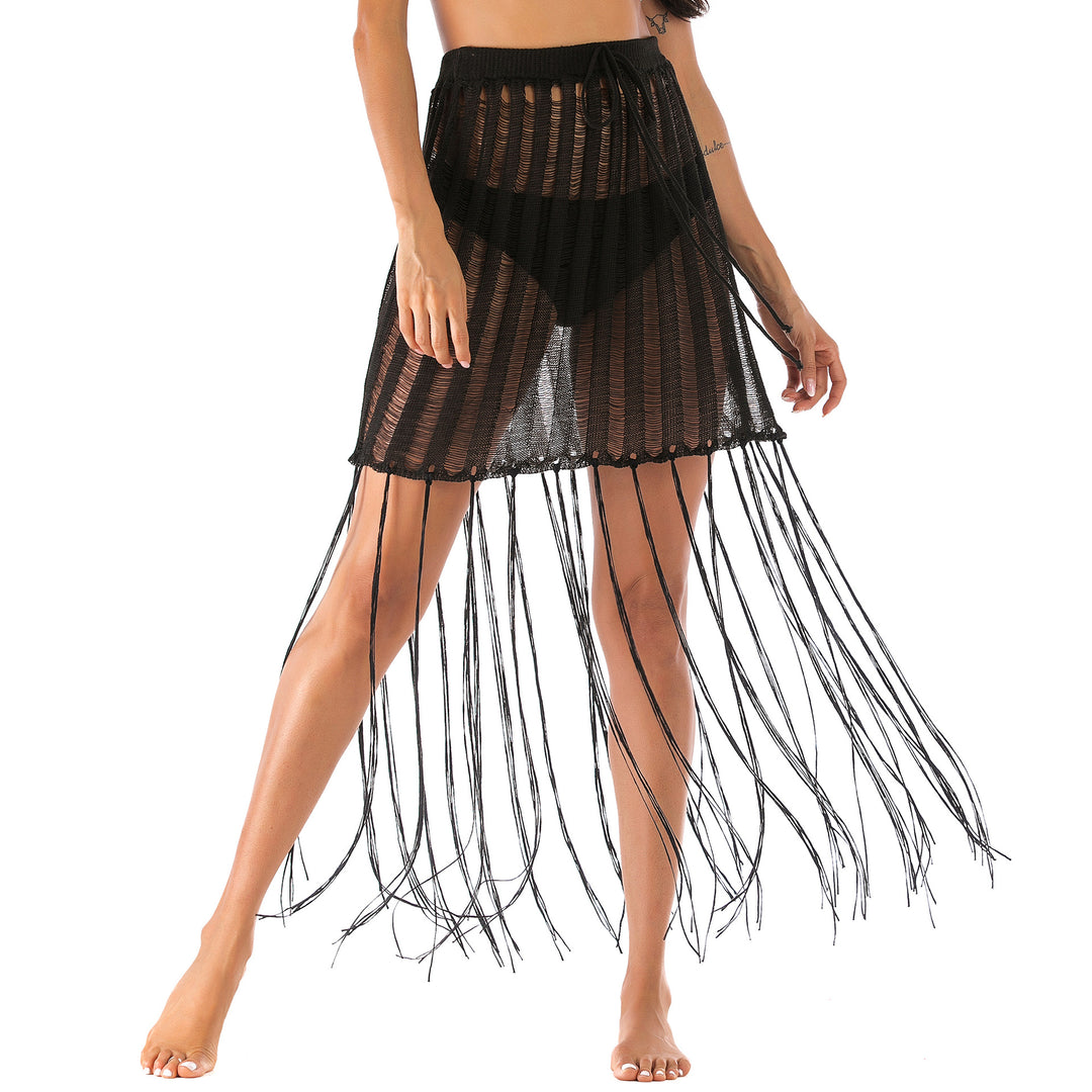 Fringe crochet beach skirt for women Lune London