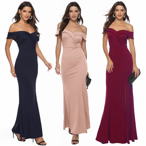 Ladies evening dress with strapless design