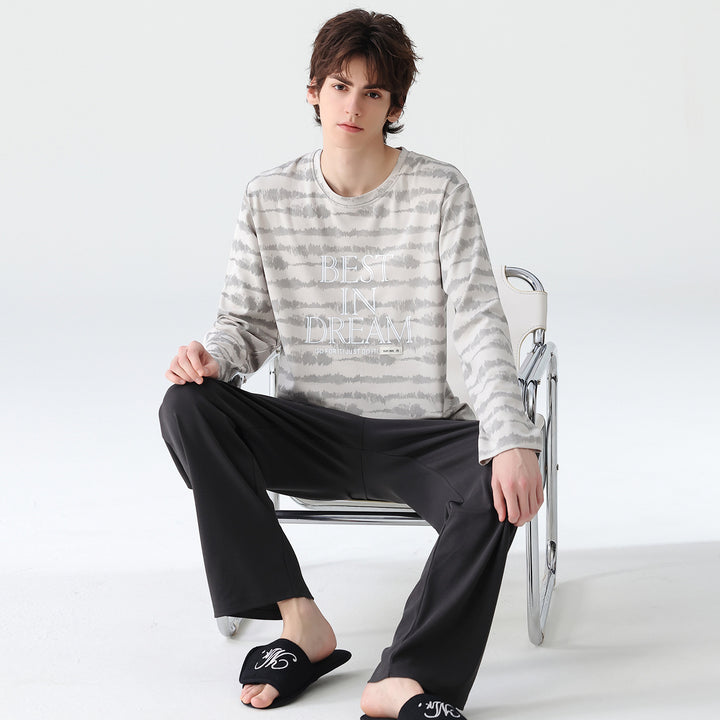 Men's pajama set made from 100% cotton, checkered