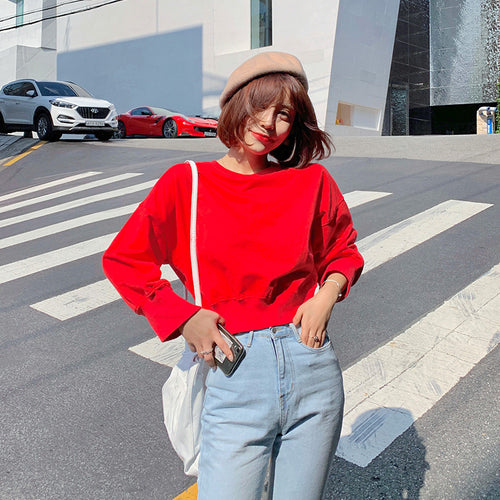 Pull court rayé pour femmes avec manches ballon Chic & Stil