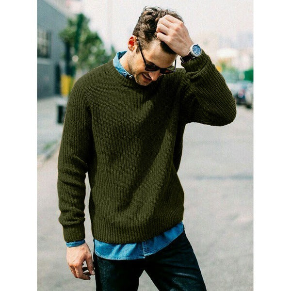 Men's Knit Sweater with Round Neck