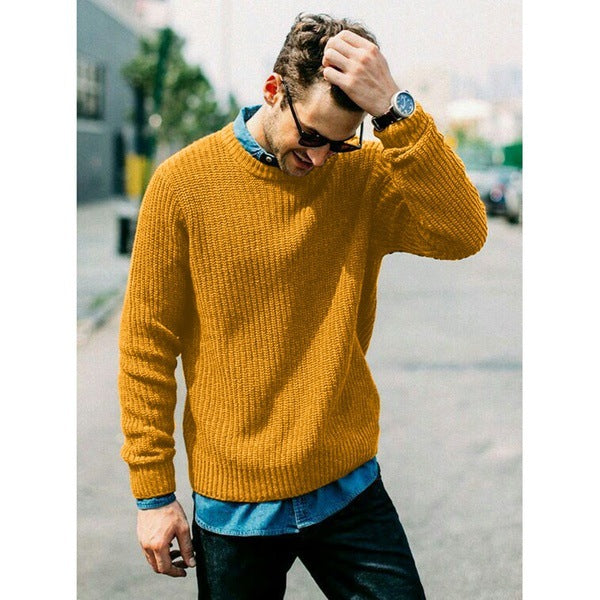 Men's Knit Sweater with Round Neck