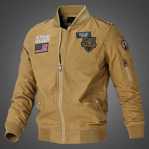 Men's bomber jacket with practical pockets and embroidered appliqués Moon London