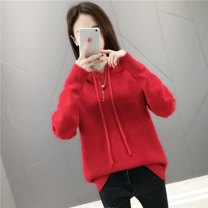 Pull en tricot classique pour femmes avec capuche et cordon de serrage Chic & Stil