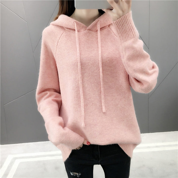 Pull en tricot classique pour femmes avec capuche et cordon de serrage Chic & Stil