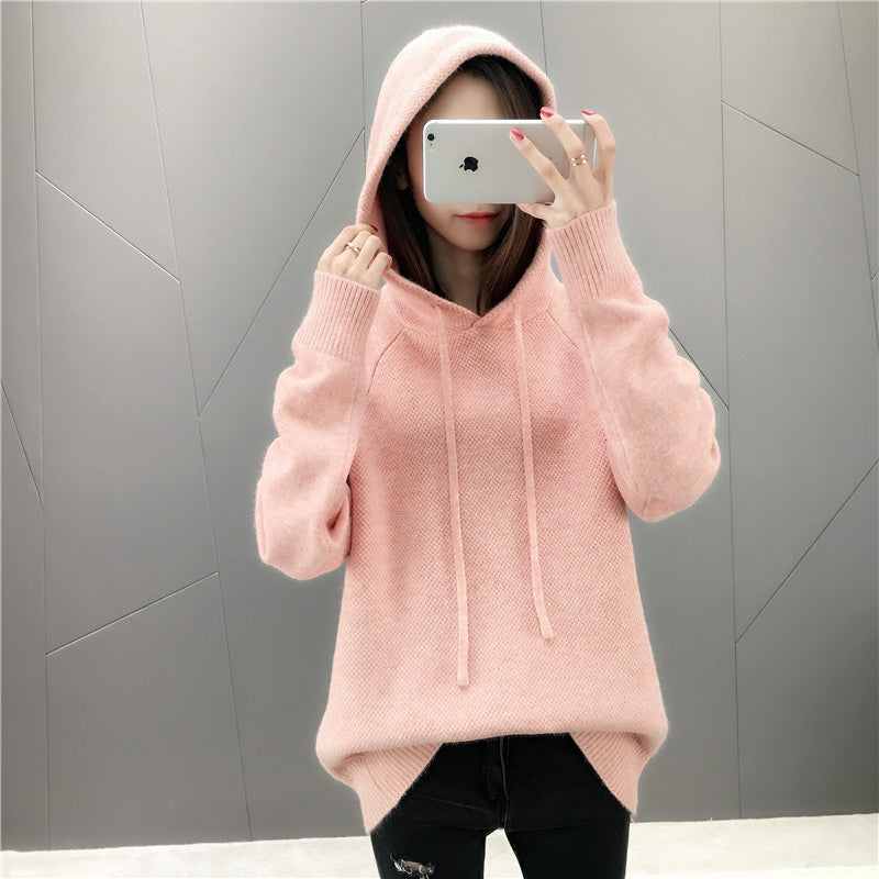 Pull en tricot classique pour femmes avec capuche et cordon de serrage Chic & Stil