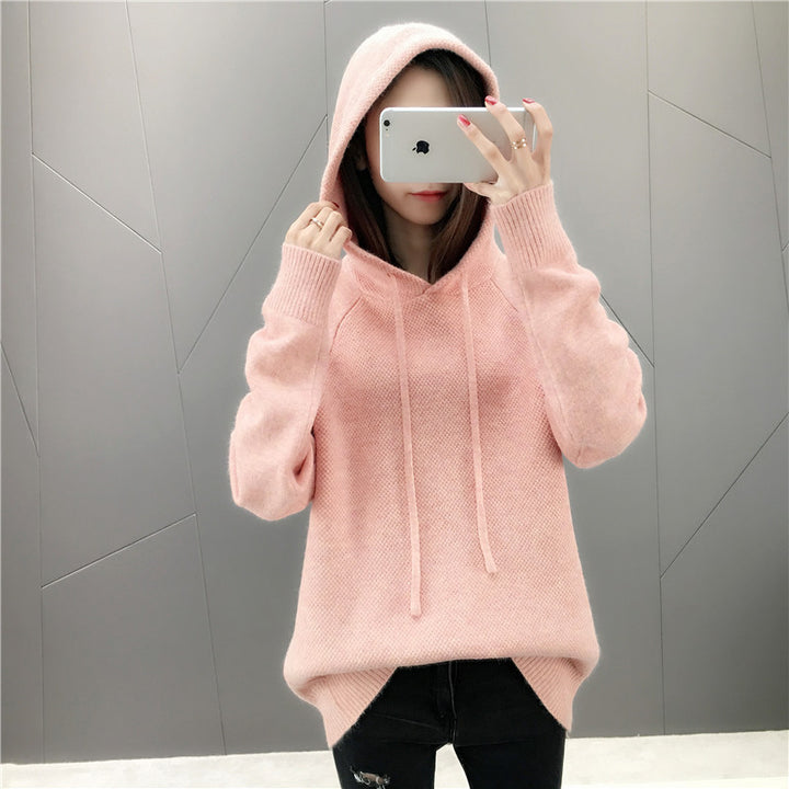 Pull en tricot classique pour femmes avec capuche et cordon de serrage Chic & Stil
