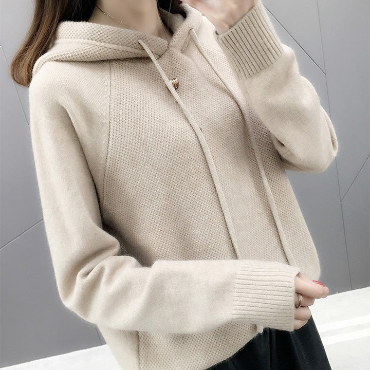Pull en tricot classique pour femmes avec capuche et cordon de serrage Chic & Stil
