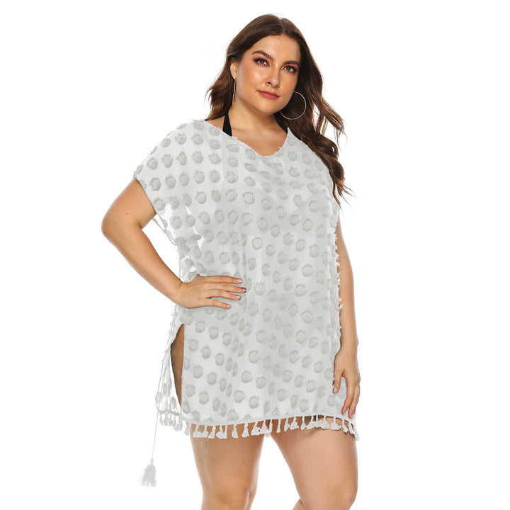 Ladies Elegant Fringe-Border Beach Cover Lune London