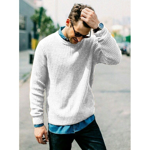 Men's Knit Sweater with Round Neck