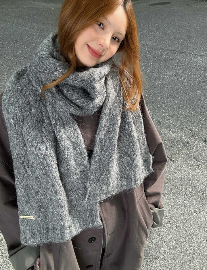 Alpaca wool knitted scarf, 24x165 cm