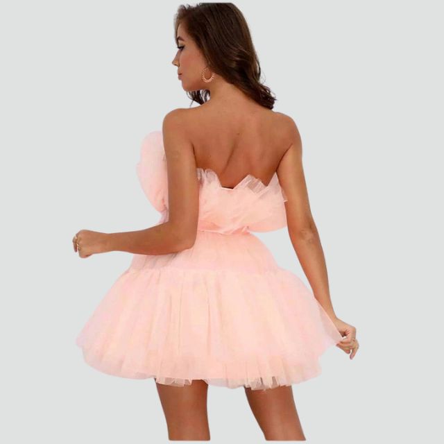 Lune London | Strapless tulle dress with layered skirt