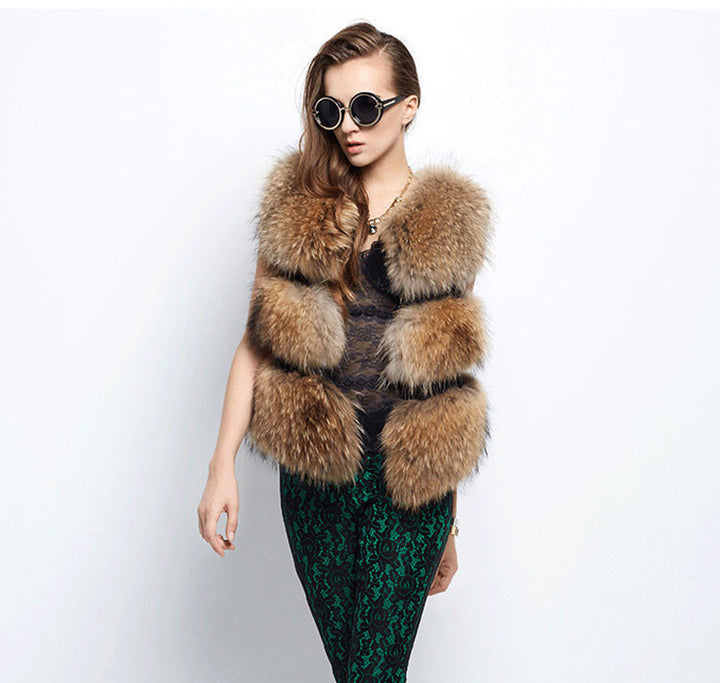 Ladies Noble faux fur vest with a trendy volume and a luxury chic finish