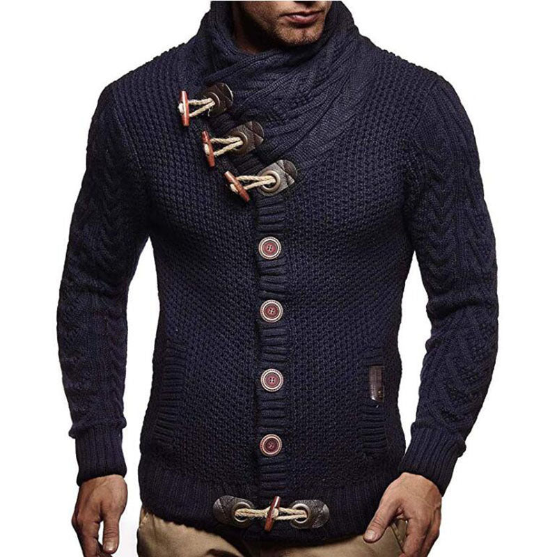 Men's Cardigan with Asymmetrical Collar Lune London