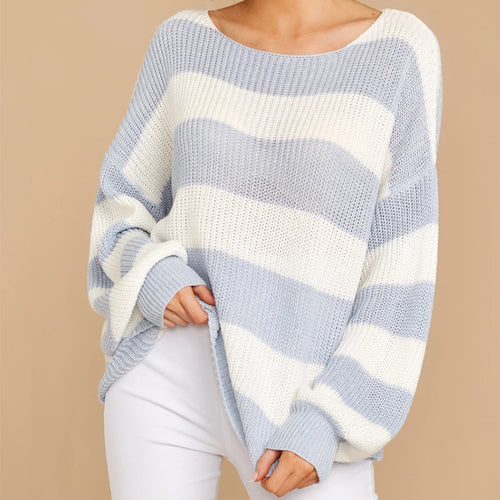 Oversized knit sweater for women with a modern striped pattern and a relaxed fit Amarae